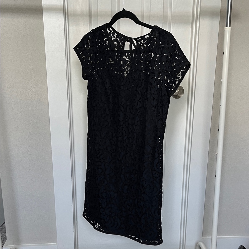 LOFT Dark Blue Lace Shift Dress - Elegant Women's Dress